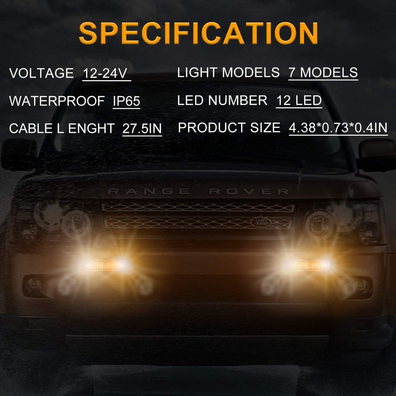 EASE2U E Led Emergency Strobe Lights for Truck Vehicle ATVs Universal Surface Mount Amber/White Emergency Warning Hazard Flashing Strobe Light Bar for Off Road (10PCS) - Image 4